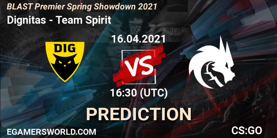 Prognoza Dignitas - Team Spirit. 16.04.2021 at 18:10, Counter-Strike (CS2), BLAST Premier Spring Showdown 2021