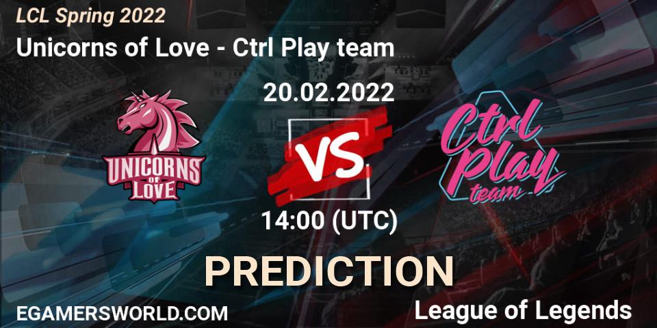 Prognoza Unicorns of Love - Ctrl Play team. 20.02.22, LoL, LCL Spring 2022