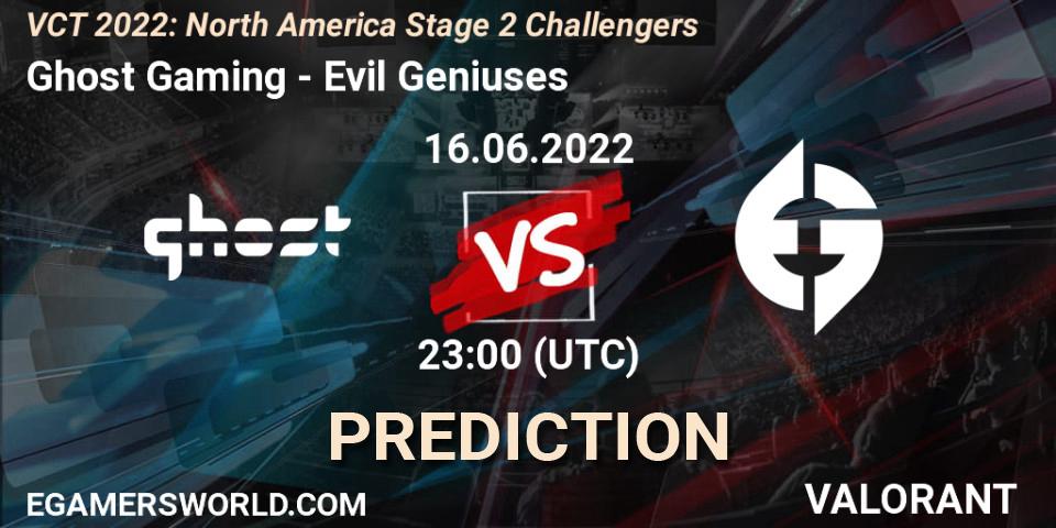 Prognoza Ghost Gaming - Evil Geniuses. 16.06.2022 at 23:55, VALORANT, VCT 2022: North America Stage 2 Challengers