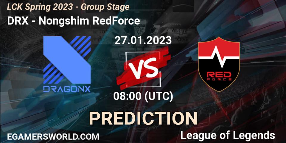 Prognoza DRX - Nongshim RedForce. 27.01.2023 at 08:00, LoL, LCK Spring 2023 - Group Stage