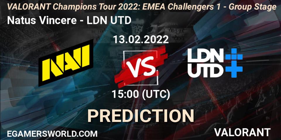 Prognoza Natus Vincere - LDN UTD. 13.02.2022 at 15:00, VALORANT, VCT 2022: EMEA Challengers 1 - Group Stage