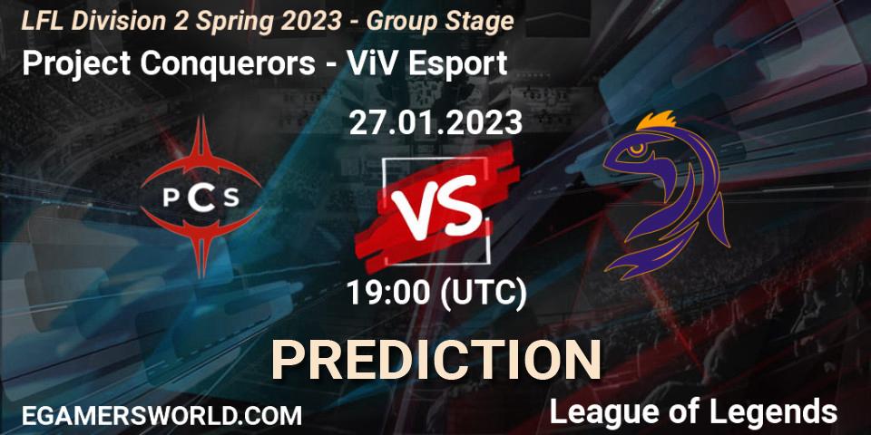 Prognoza Project Conquerors - ViV Esport. 27.01.2023 at 19:00, LoL, LFL Division 2 Spring 2023 - Group Stage