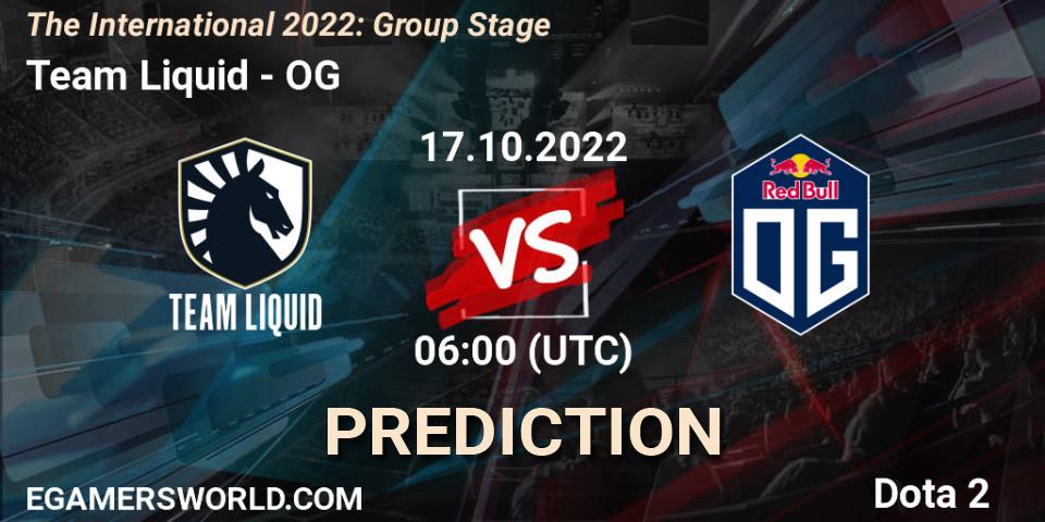 Prognoza Team Liquid - OG. 17.10.2022 at 06:34, Dota 2, The International 2022: Group Stage