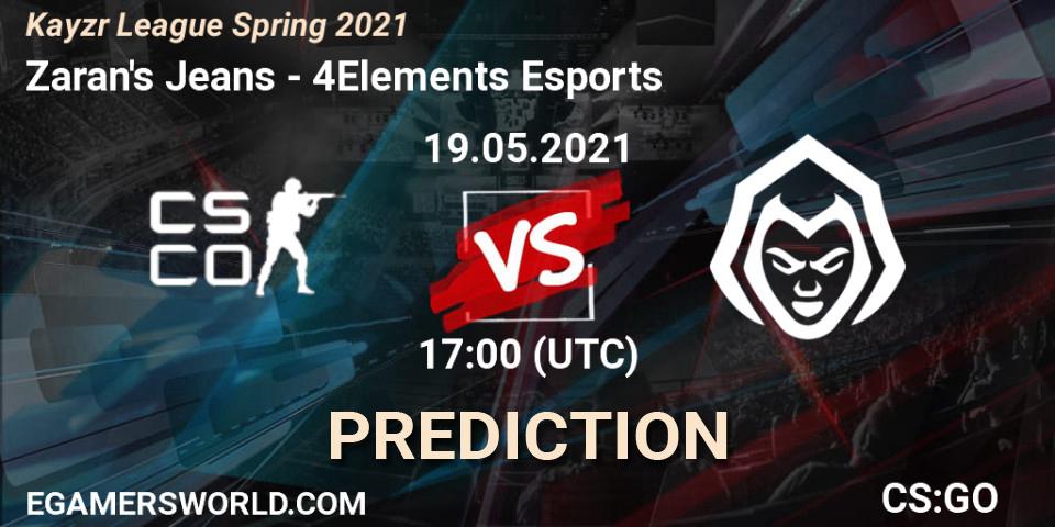 Prognoza Zaran's Jeans - 4Elements Esports. 19.05.2021 at 17:00, Counter-Strike (CS2), Kayzr League Spring 2021