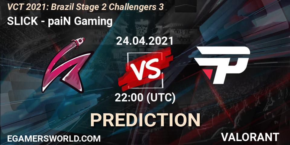 Prognoza SLICK - paiN Gaming. 25.04.2021 at 22:00, VALORANT, VCT 2021: Brazil Stage 2 Challengers 3