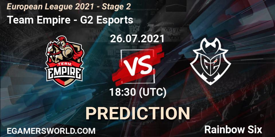 Prognoza Team Empire - G2 Esports. 26.07.21, Rainbow Six, European League 2021 - Stage 2