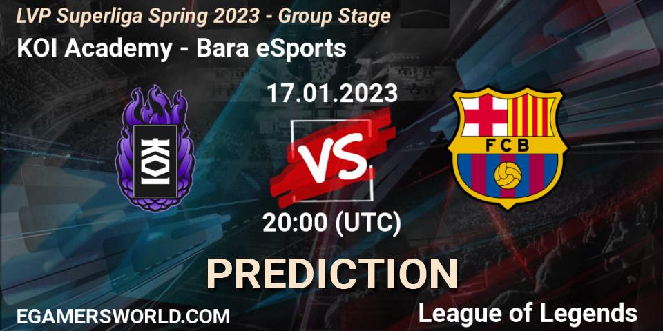 Prognoza KOI Academy - Barça eSports. 17.01.2023 at 20:00, LoL, LVP Superliga Spring 2023 - Group Stage