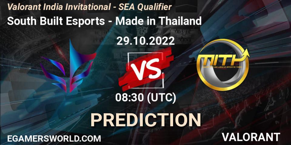 Prognoza South Built Esports - Made in Thailand. 29.10.2022 at 10:00, VALORANT, Valorant India Invitational - SEA Qualifier