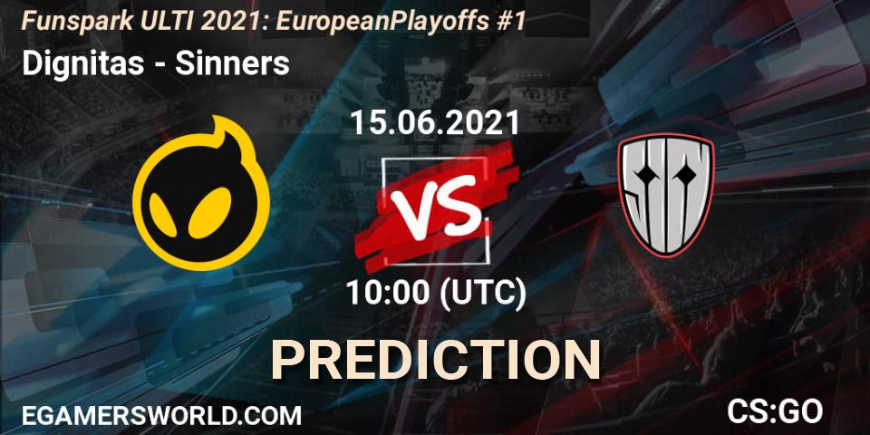Prognoza Dignitas - Sinners. 15.06.2021 at 10:00, Counter-Strike (CS2), Funspark ULTI 2021: European Playoffs #1