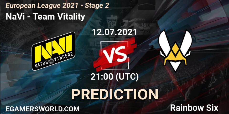 Prognoza NaVi - Team Vitality. 12.07.21, Rainbow Six, European League 2021 - Stage 2