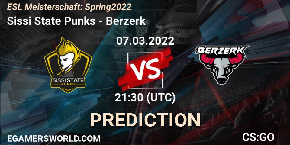 Prognoza Sissi State Punks - Berzerk. 07.03.2022 at 21:30, Counter-Strike (CS2), ESL Meisterschaft: Spring 2022