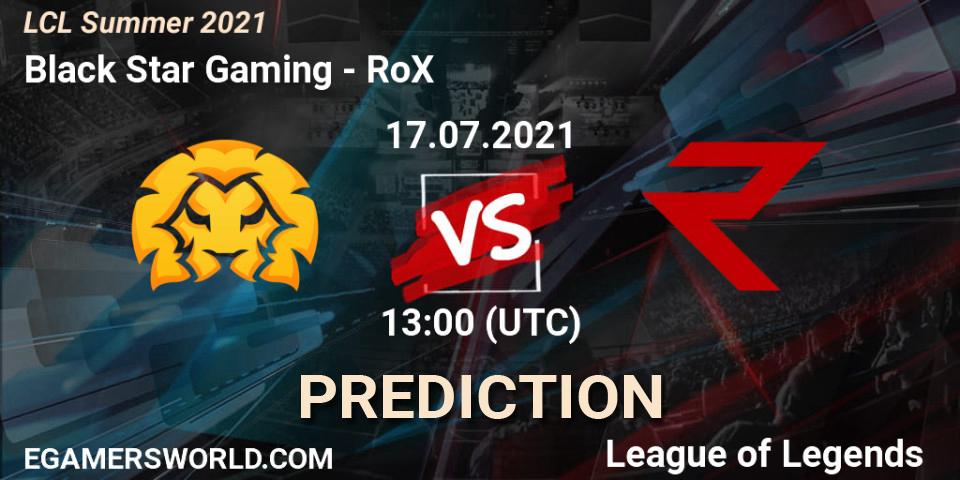 Prognoza Black Star Gaming - RoX. 17.07.2021 at 13:00, LoL, LCL Summer 2021