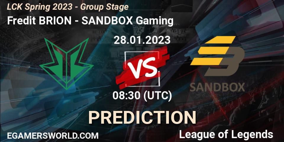 Prognoza Fredit BRION - SANDBOX Gaming. 28.01.23, LoL, LCK Spring 2023 - Group Stage
