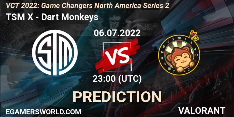 Prognoza TSM X - Dart Monkeys. 06.07.2022 at 22:30, VALORANT, VCT 2022: Game Changers North America Series 2
