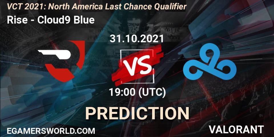 Prognoza Rise - Cloud9 Blue. 31.10.2021 at 19:00, VALORANT, VCT 2021: North America Last Chance Qualifier
