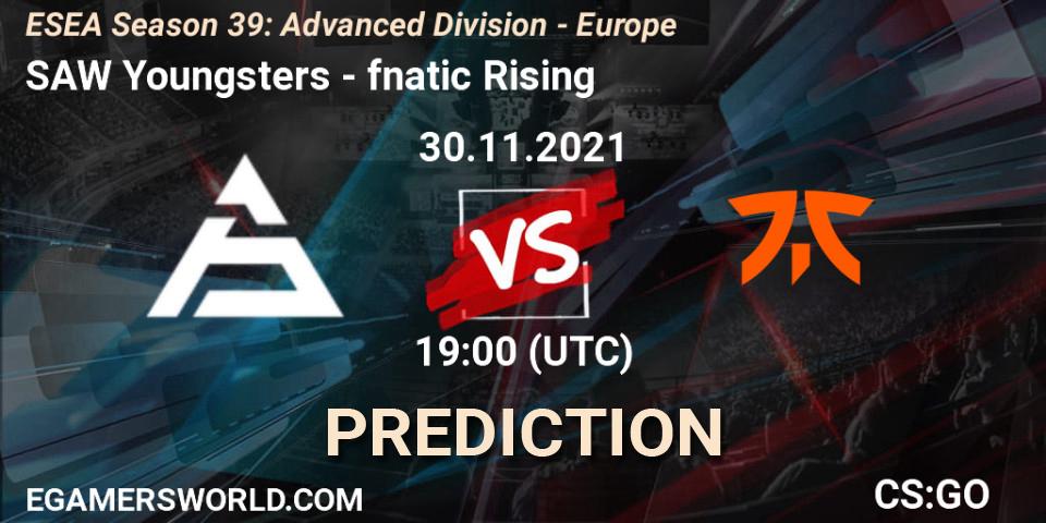Prognoza SAW Youngsters - fnatic Rising. 30.11.2021 at 19:00, Counter-Strike (CS2), ESEA Season 39: Advanced Division - Europe
