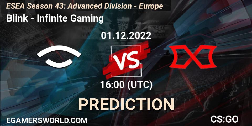Prognoza Blink - Infinite Gaming. 01.12.22, CS2 (CS:GO), ESEA Season 43: Advanced Division - Europe