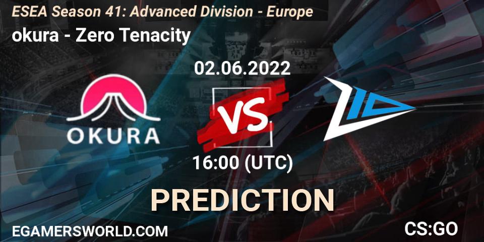 Prognoza okura - Zero Tenacity. 02.06.2022 at 16:00, Counter-Strike (CS2), ESEA Season 41: Advanced Division - Europe