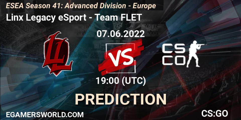 Prognoza Linx Legacy eSport - Team FLET. 07.06.2022 at 19:00, Counter-Strike (CS2), ESEA Season 41: Advanced Division - Europe