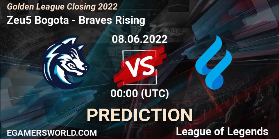 Prognoza Zeu5 Bogota - Braves Rising. 08.06.2022 at 00:00, LoL, Golden League Closing 2022