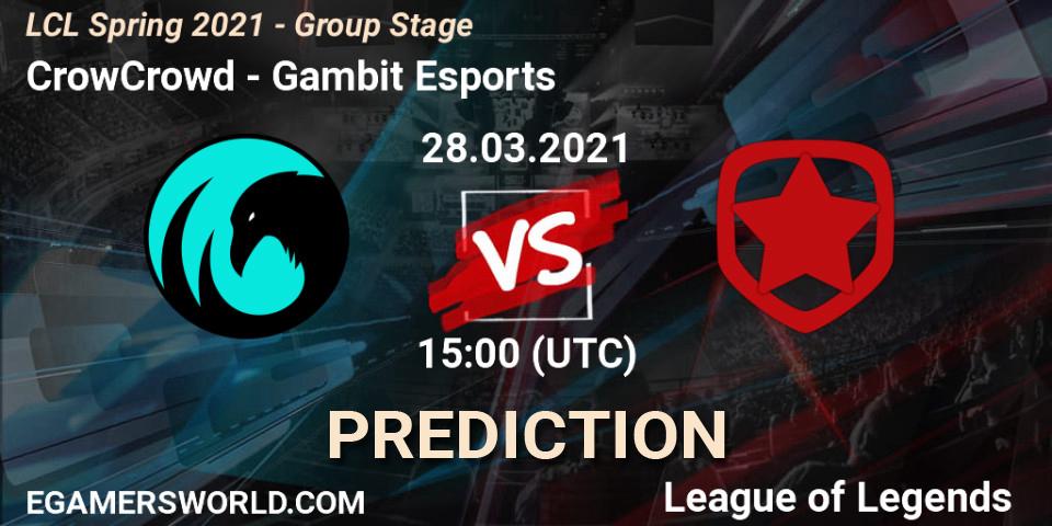 Prognoza CrowCrowd - Gambit Esports. 28.03.21, LoL, LCL Spring 2021 - Group Stage