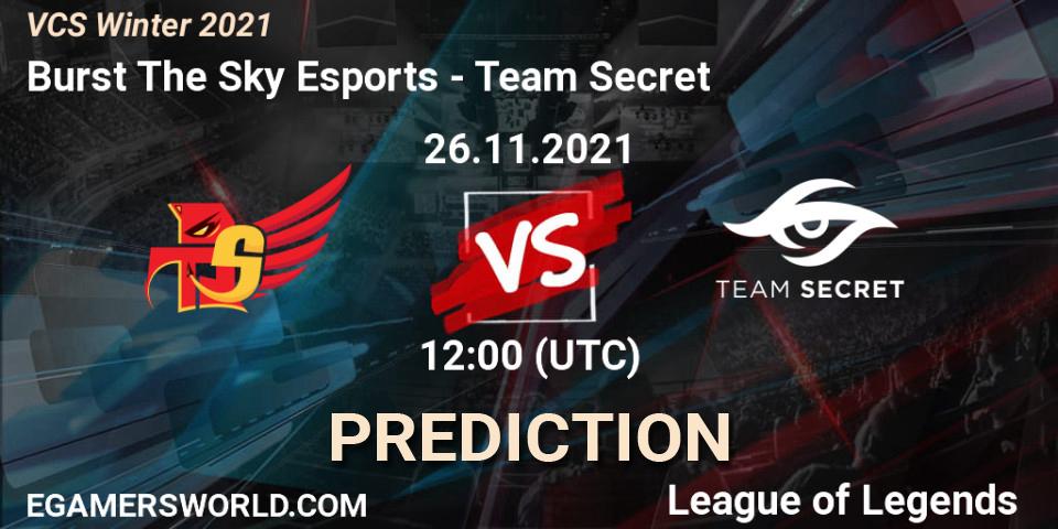 Prognoza Burst The Sky Esports - Team Secret. 26.11.2021 at 12:00, LoL, VCS Winter 2021