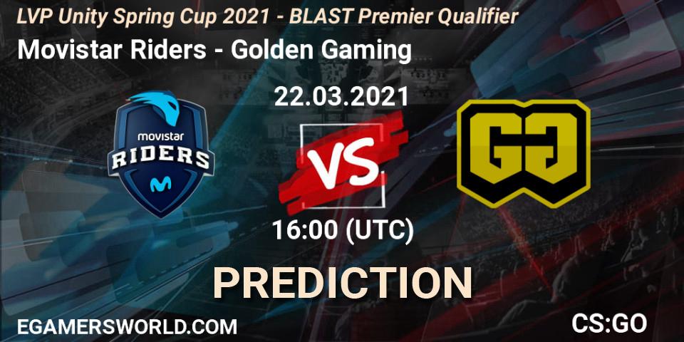 Prognoza Movistar Riders - Golden Gaming. 22.03.2021 at 16:00, Counter-Strike (CS2), LVP Unity Cup Spring 2021 - BLAST Premier Qualifier
