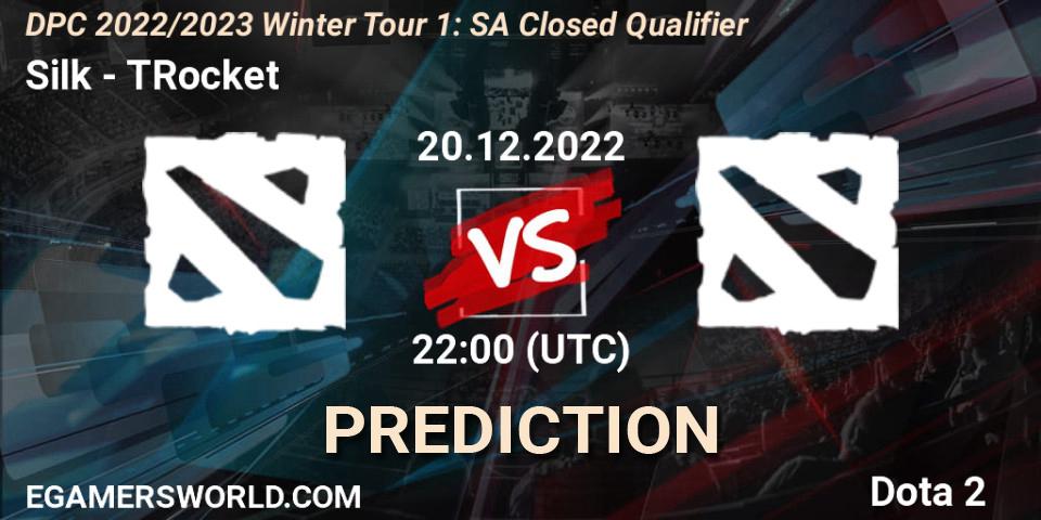 Prognoza Silk - TRocket. 20.12.2022 at 22:00, Dota 2, DPC 2022/2023 Winter Tour 1: SA Closed Qualifier