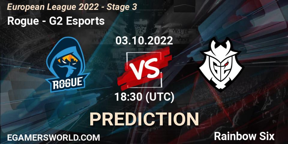 Prognoza Rogue - G2 Esports. 03.10.2022 at 18:30, Rainbow Six, European League 2022 - Stage 3