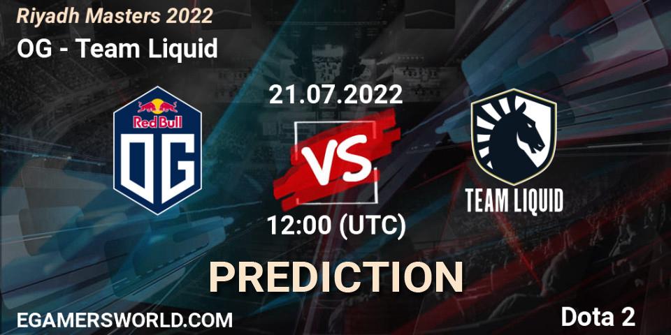 Prognoza OG - Team Liquid. 21.07.2022 at 12:00, Dota 2, Riyadh Masters 2022