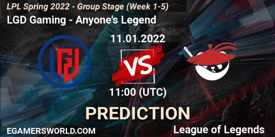 Prognoza LGD Gaming - Anyone's Legend. 11.01.22, LoL, LPL Spring 2022 - Group Stage (Week 1-5)