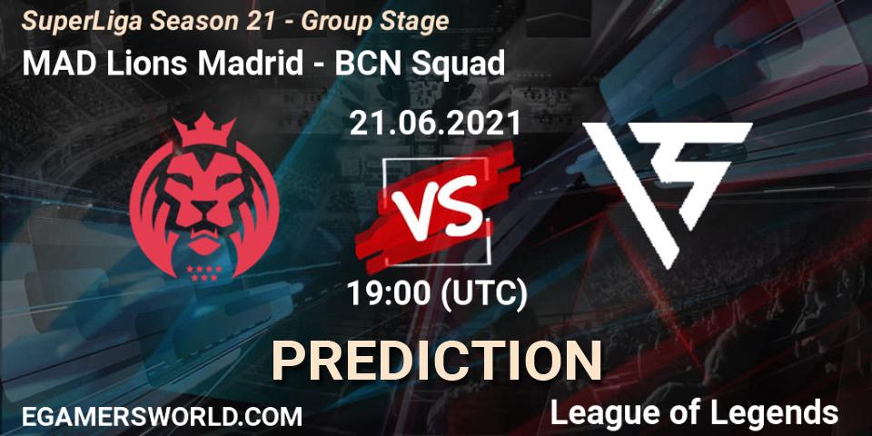 Prognoza MAD Lions Madrid - BCN Squad. 21.06.2021 at 17:00, LoL, SuperLiga Season 21 - Group Stage 