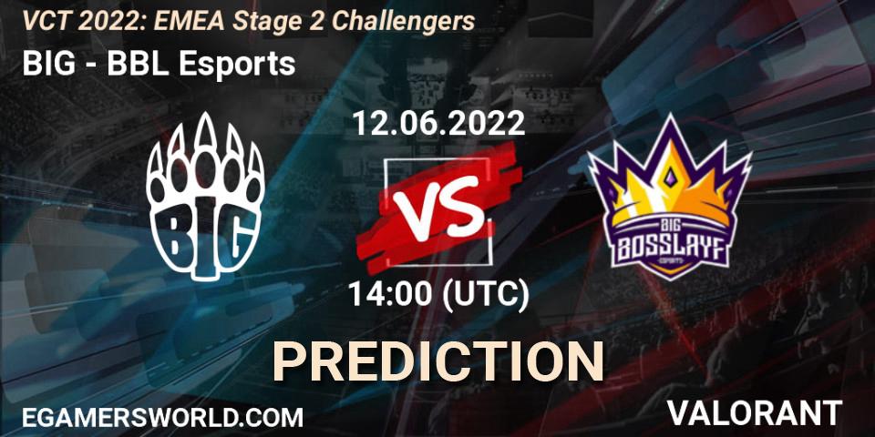 Prognoza BIG - BBL Esports. 12.06.2022 at 14:05, VALORANT, VCT 2022: EMEA Stage 2 Challengers