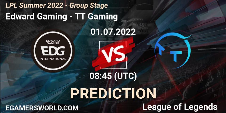 Prognoza Edward Gaming - TT Gaming. 01.07.2022 at 09:00, LoL, LPL Summer 2022 - Group Stage