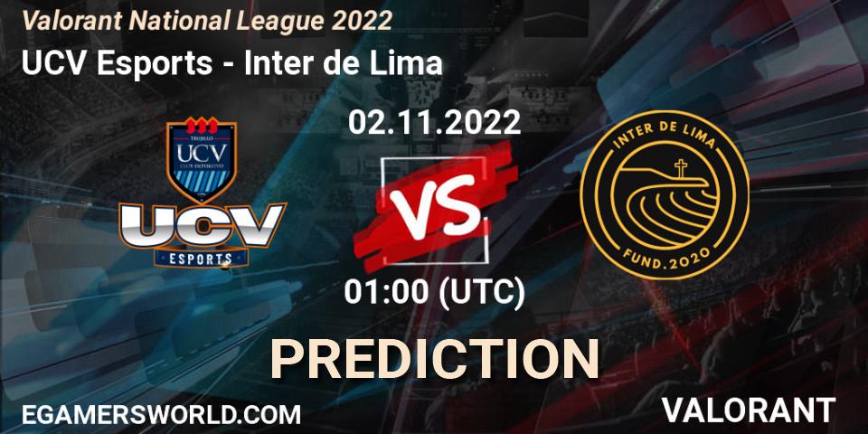 Prognoza UCV Esports - Inter de Lima. 02.11.2022 at 01:00, VALORANT, Valorant National League 2022