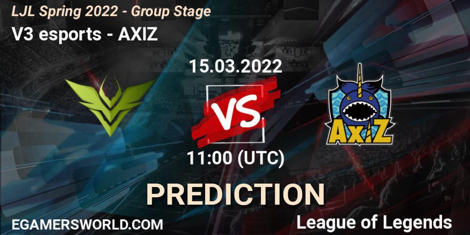 Prognoza V3 esports - AXIZ. 15.03.2022 at 11:00, LoL, LJL Spring 2022 - Group Stage