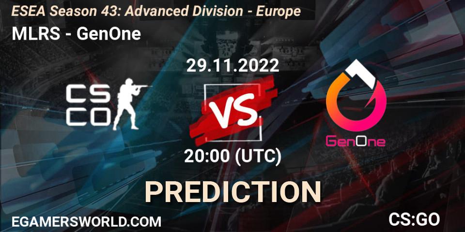 Prognoza MLRS - GenOne. 29.11.22, CS2 (CS:GO), ESEA Season 43: Advanced Division - Europe