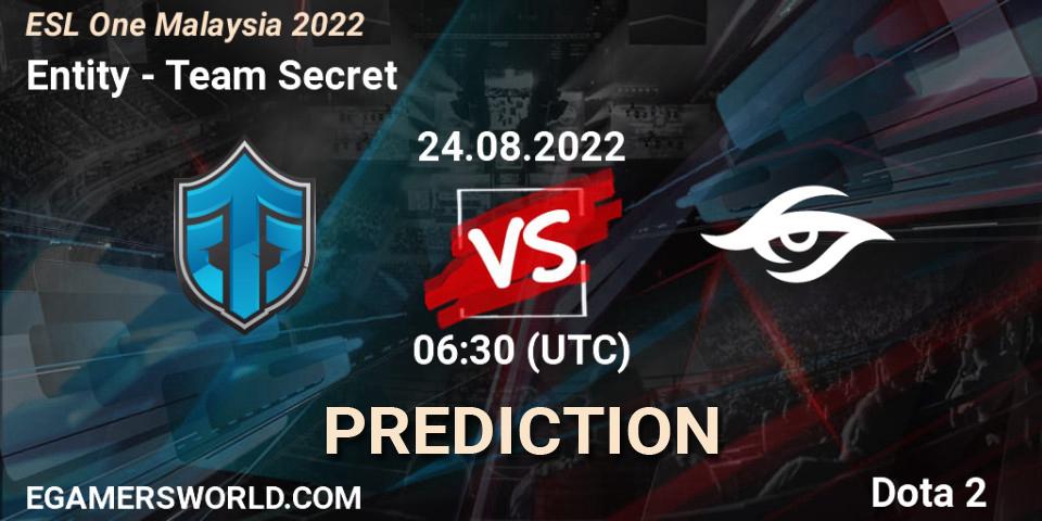 Prognoza Entity - Team Secret. 24.08.2022 at 06:32, Dota 2, ESL One Malaysia 2022