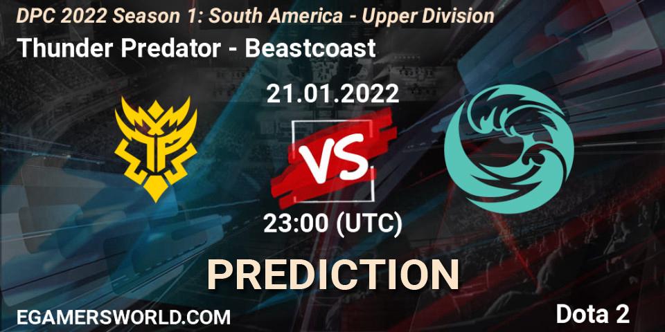 Prognoza Thunder Predator - Beastcoast. 21.01.22, Dota 2, DPC 2022 Season 1: South America - Upper Division