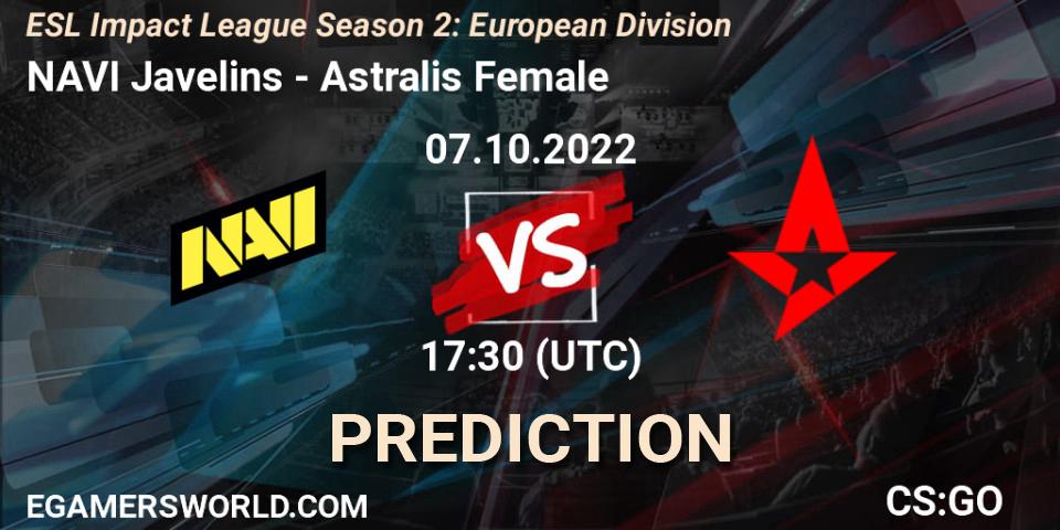 Prognoza NAVI Javelins - Astralis Female. 07.10.2022 at 17:30, Counter-Strike (CS2), ESL Impact League Season 2: European Division