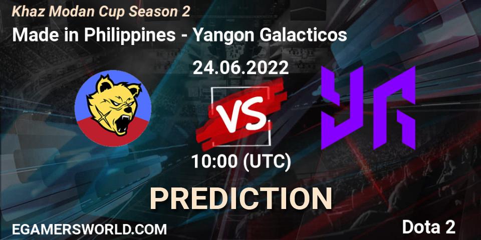 Prognoza Made in Philippines - Yangon Galacticos. 24.06.2022 at 10:00, Dota 2, Khaz Modan Cup Season 2