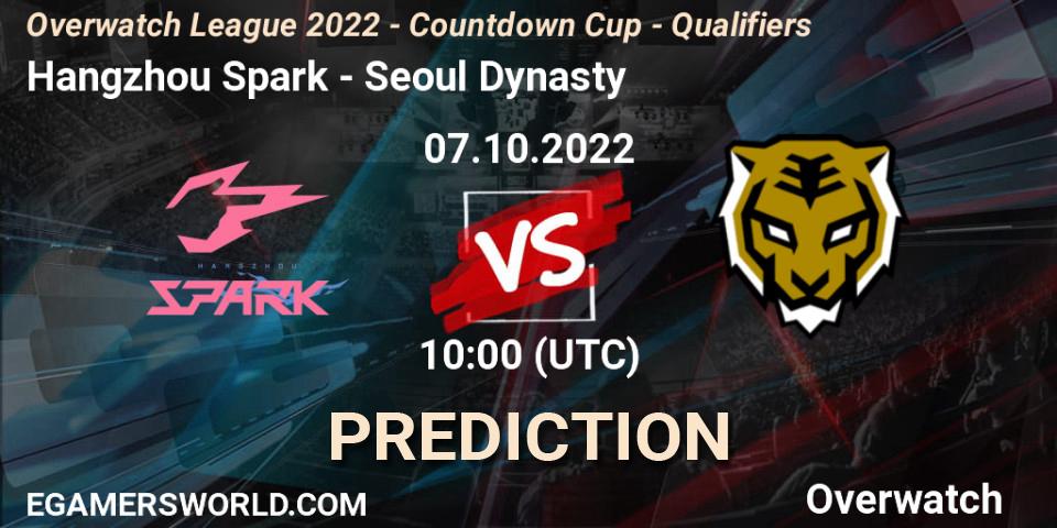 Prognoza Hangzhou Spark - Seoul Dynasty. 07.10.2022 at 10:00, Overwatch, Overwatch League 2022 - Countdown Cup - Qualifiers