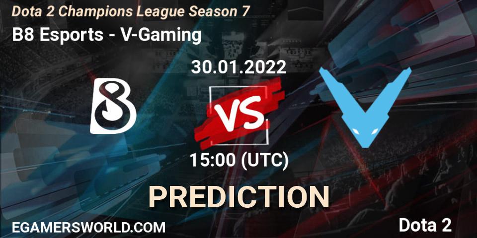 Prognoza B8 Esports - V-Gaming. 30.01.2022 at 15:02, Dota 2, Dota 2 Champions League 2022 Season 7