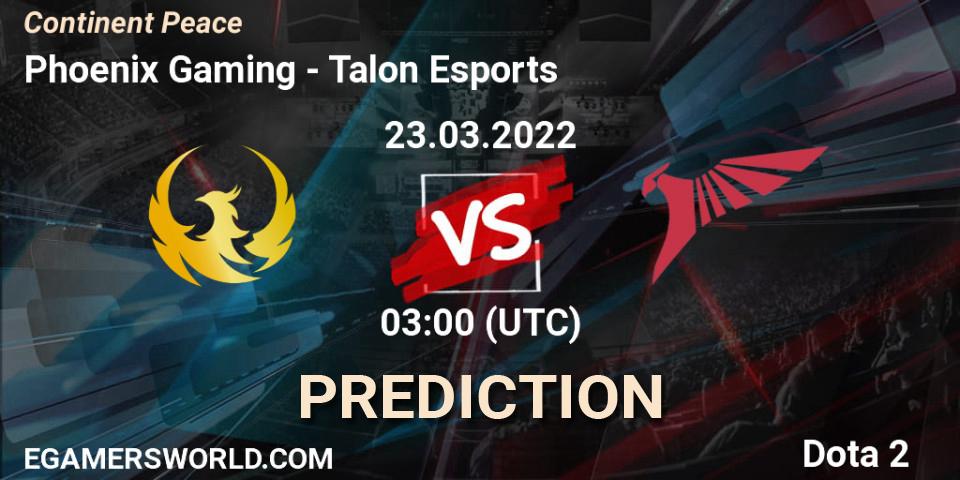 Prognoza Phoenix Gaming - Talon Esports. 23.03.2022 at 03:21, Dota 2, Continent Peace