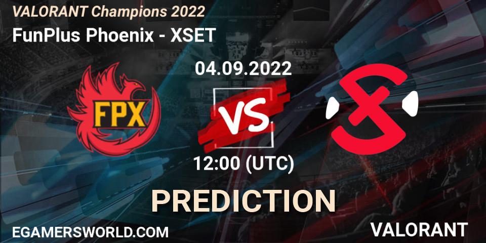 Prognoza FunPlus Phoenix - XSET. 05.09.2022 at 19:15, VALORANT, VALORANT Champions 2022