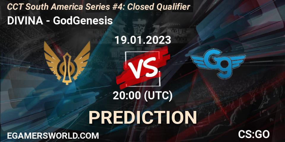 Prognoza DIVINA - GodGenesis. 19.01.2023 at 20:00, Counter-Strike (CS2), CCT South America Series #4: Closed Qualifier