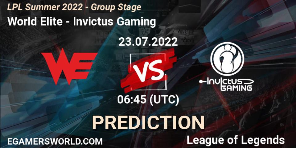 Prognoza World Elite - Invictus Gaming. 23.07.22, LoL, LPL Summer 2022 - Group Stage