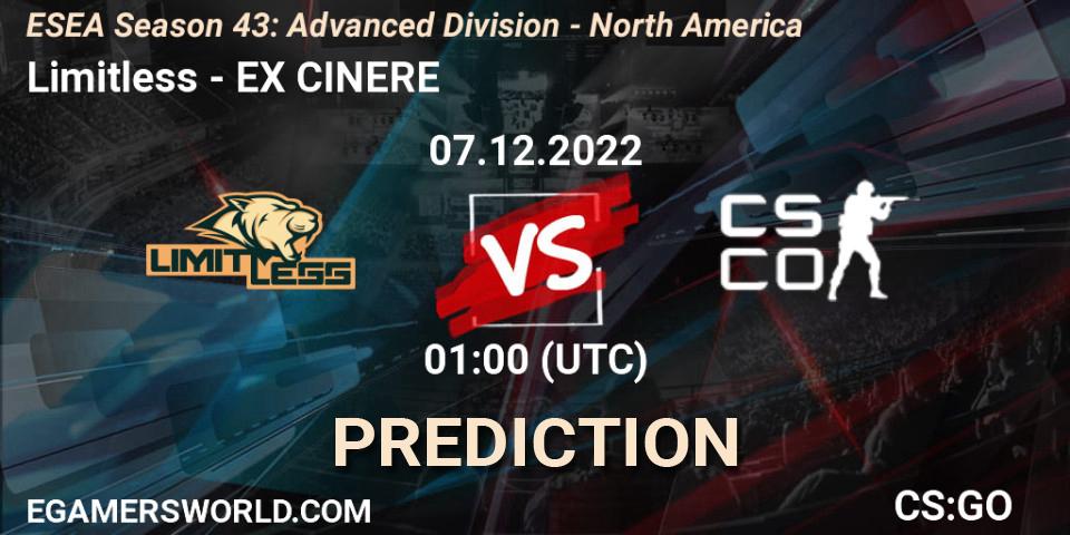 Prognoza Limitless - EX CINERE. 07.12.22, CS2 (CS:GO), ESEA Season 43: Advanced Division - North America