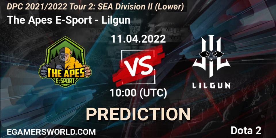 Prognoza The Apes E-Sport - Lilgun. 11.04.2022 at 10:00, Dota 2, DPC 2021/2022 Tour 2: SEA Division II (Lower)