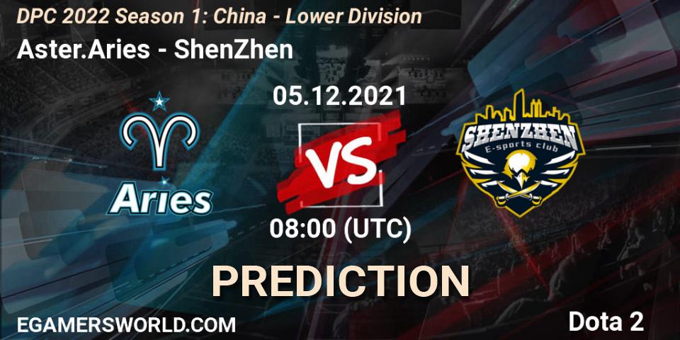 Prognoza Aster.Aries - ShenZhen. 05.12.2021 at 07:56, Dota 2, DPC 2022 Season 1: China - Lower Division